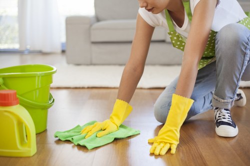 Cleaner reviewing service details after a carpet cleaning concern